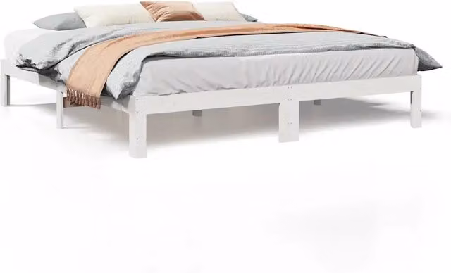 Letto matrimoniale | Letto per adulti | Giroletto senza Materasso Bianco 160x200 cm Legno Massello Pino