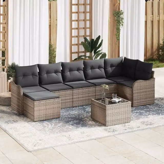 Set Divano da Giardino 8 pz Grigio polyrattan 3354468