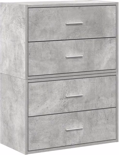 Set di 2 pratici armadietti con cassetti 60 x 31 x 40 cm ideale portaoggetti soggiorno camera da letto in legno multistrato grigio cemento 02_0051195