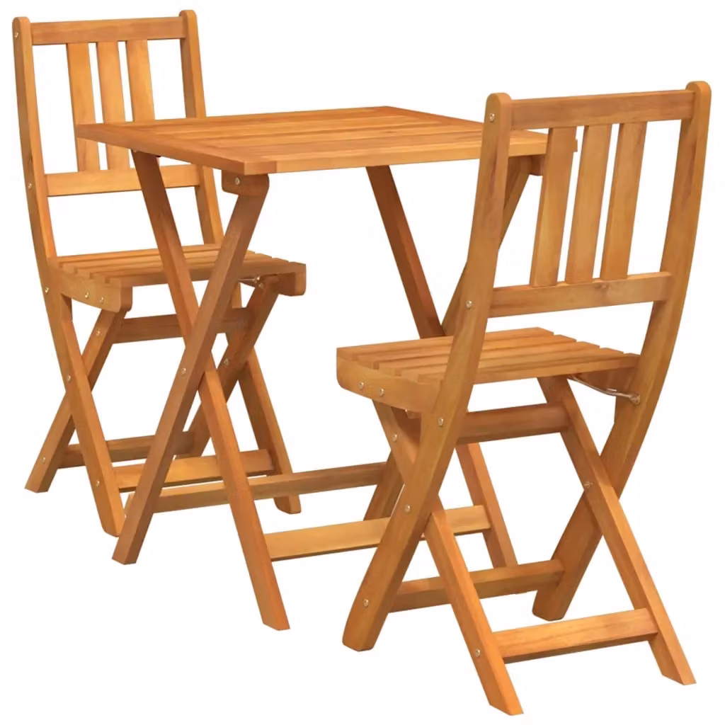 Set bistrot vidaXL in legno di acacia naturale marrone, composto da 3 pezzi per giardino e terrazzo – 2
