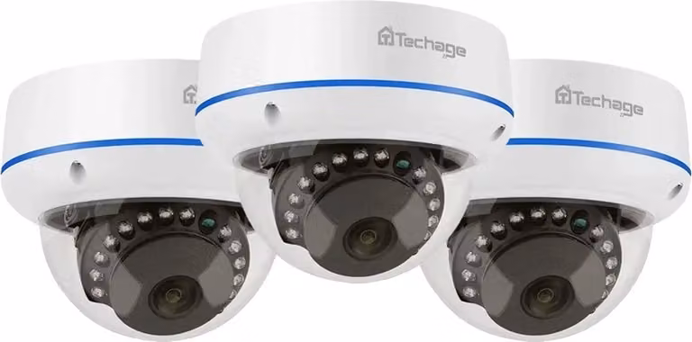 Telecamere di sorveglianza Techage †, risoluzione 4MP e 5MP, design a cupola, 3 pezzi telecamera 5MP