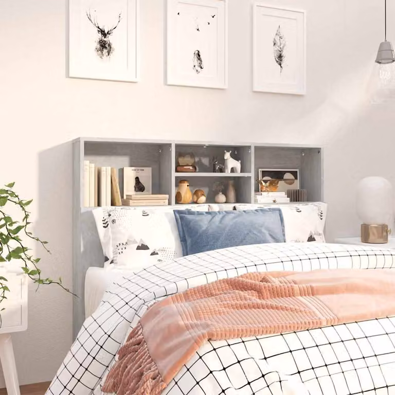 Testiera con contenitore e ripiano integrato vidaXL, Grigio, L 120 x P 19 x H 103,5 cm