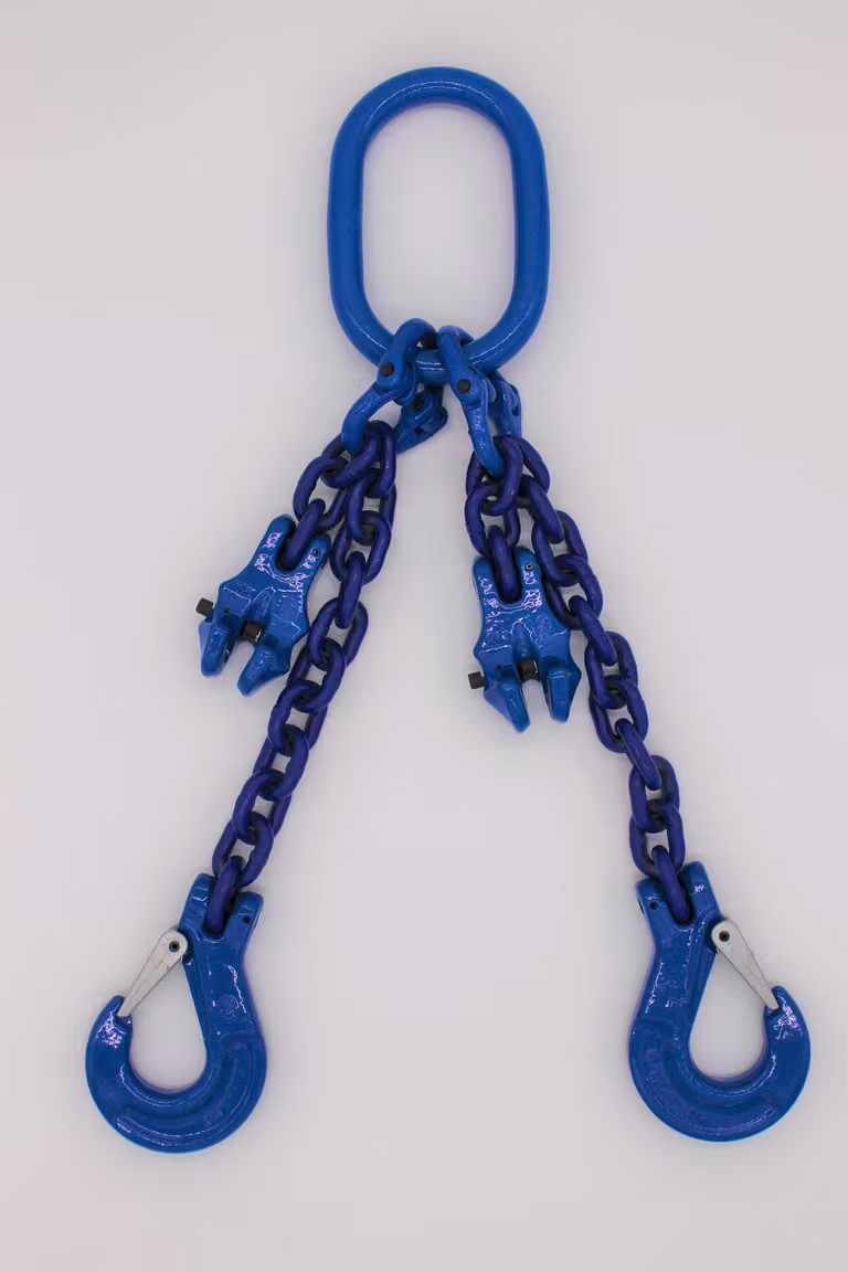 Catena da imbracatura grado 10 a 2 fili 1,0 m 6 mm con accorciamento blu