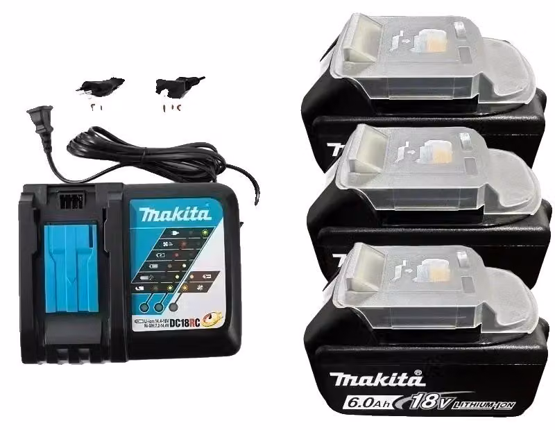 Batteria per utensili elettrici, capacità 6Ah, sistema di protezione avanzato, Makita 6Ahx3 ChargX1