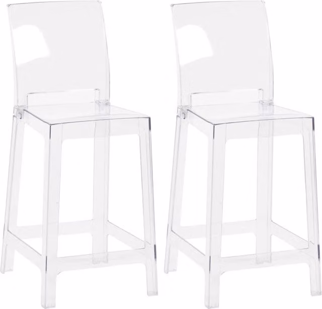 Set di 2 sgabelli da bar trasparenti in policarbonato con seduta ergonomica e design moderno per cucina e living
