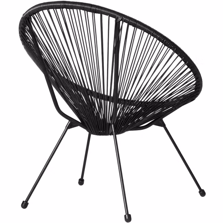 Set da giardino Santana di TecTake con tavolo rotondo in vetro e 2 sedie in acciaio nero opaco