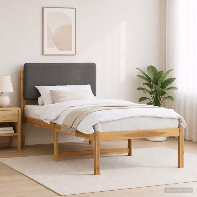 vidaXL Letto con Testiera Rivestita Bianco lavato e grigio chiaro
