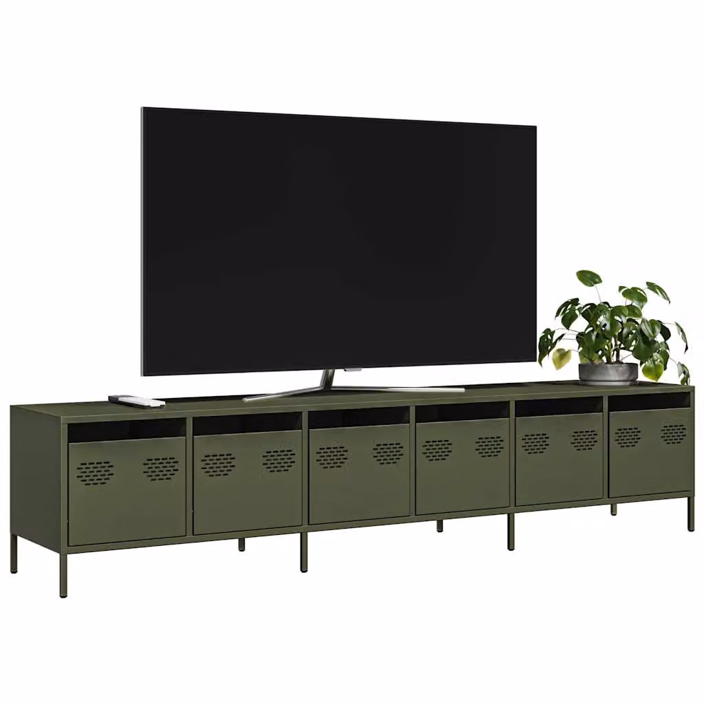 Mobile TV vidaXL Verde, in metallo, L: 202 cm, P: 39 cm, H: 43,5 cm – 1
