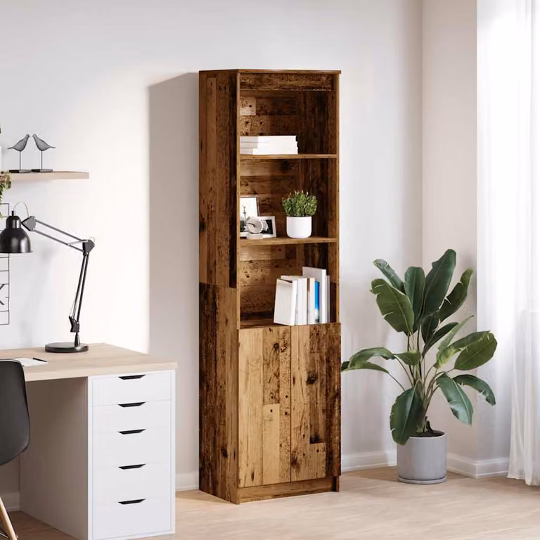 Credenza Rustica in Legno Marrone vidaXL con Ante a Battente e Ripiani Interni L/P/H: 50 x 35 x 180 cm