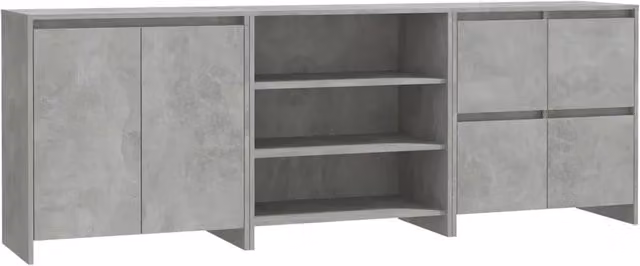 Credenze 3 pz | Madia | Buffet da pranzo | Armadio da pranzo Grigio Cemento in Legno Multistrato