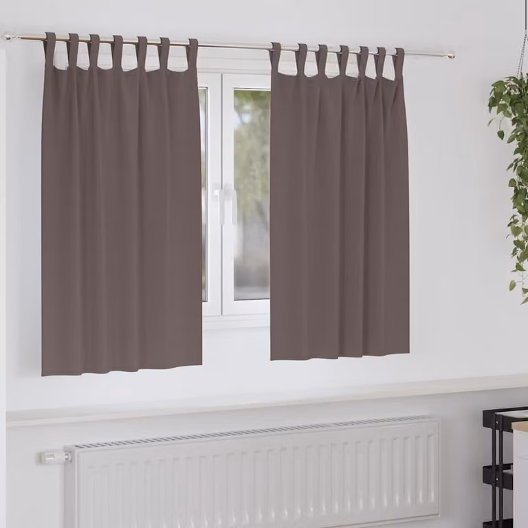 Tende Blackout con Anelli 2 pcs Marrone Scuro 140 x 140 cm
