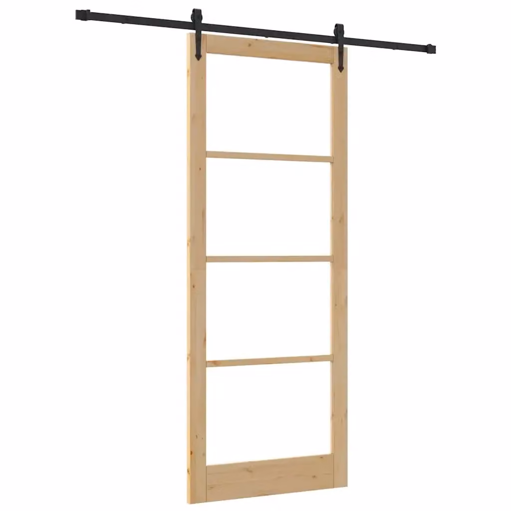 Porta scorrevole ORKDAL vidaXL in legno di pino e vetro, colore beige naturale, L: 93 cm, H: 232 cm – 2