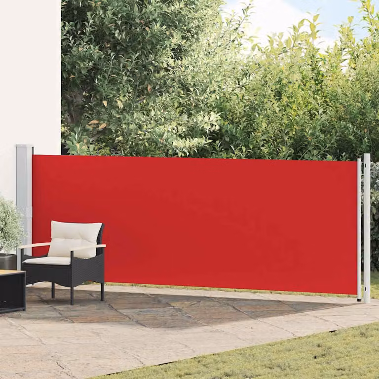 Tenda Laterale Retrattile per Patio vidaXL in Poliestere e Acciaio, Rossa, L: 600 cm, H: 140 cm