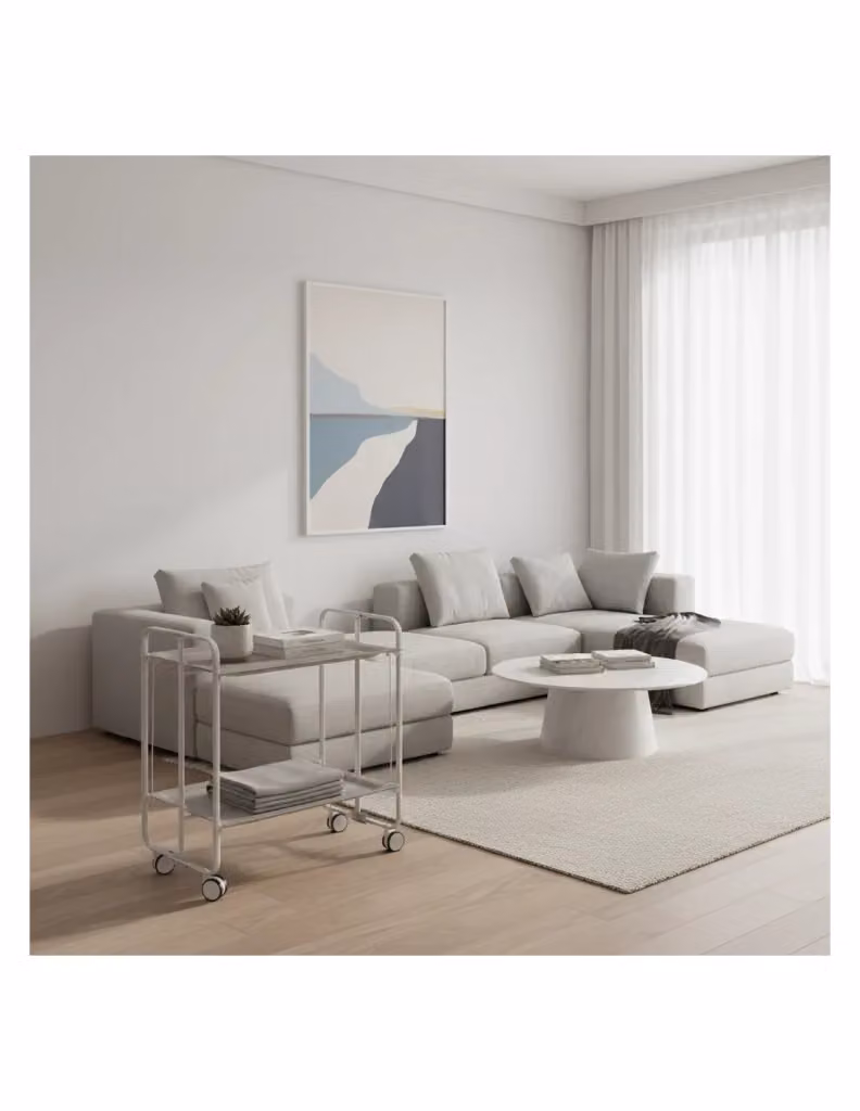 Carrello da cucina pieghevole DON HIERRO grigio con 2 ripiani in metallo e plastica, H 72,0 cm x L 43,0 cm x P 66,0 cm – 2