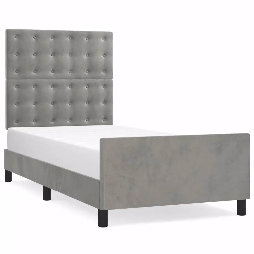 Giroletto senza materasso vidaXL in velluto grigio chiaro con struttura in legno di larice, L/P/H: 90 x 200 x 128 cm – 2