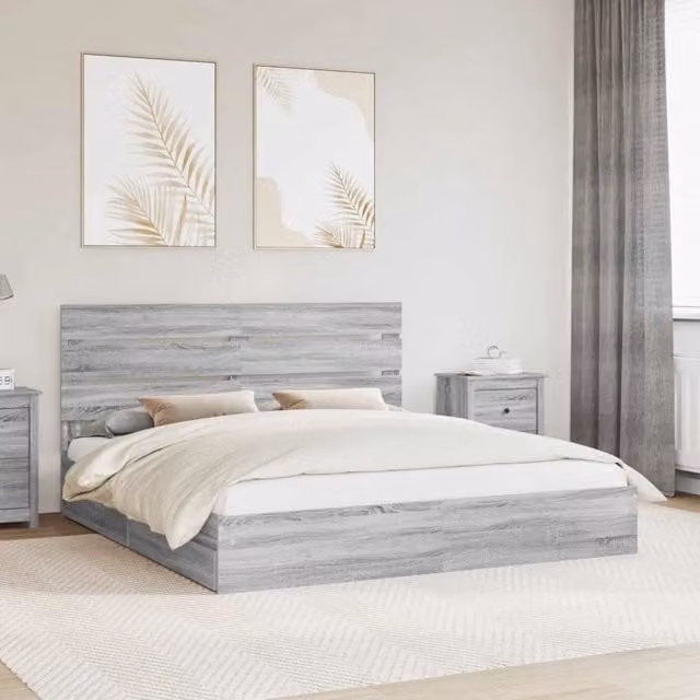 Letto con contenitore e cassetto vidaXL in legno grigio L 200 cm x P 200 cm x H 206 cm