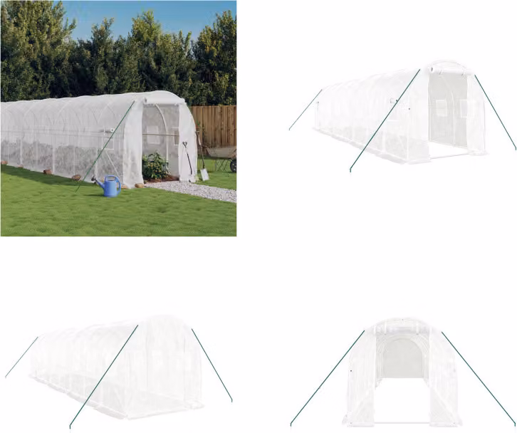 vidaXL Serra con telaio in acciaio bianco 16 m² 8x2x2 m - Serra - Serre - Polytunnel - Serra calpestabile
