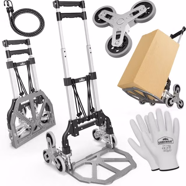 Carrello scala Gardebruk regolabile in altezza argento e nero con portata 80 kg in acciaio e alluminio – 1