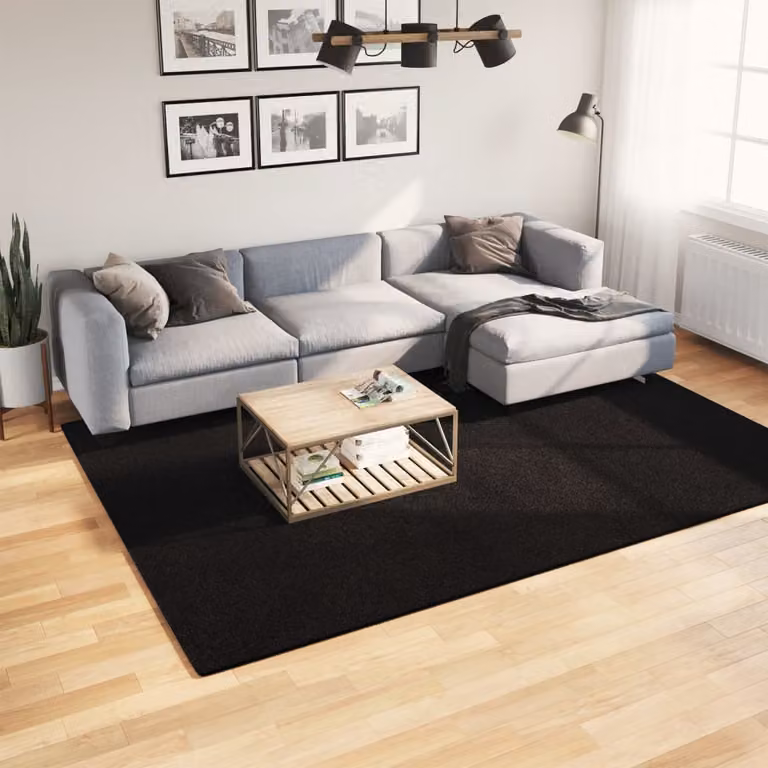 vidaXL Tappeto a Pelo Corto HUARTE Nero, Lavabile e Antiscivolo, L 200 x P 280 cm