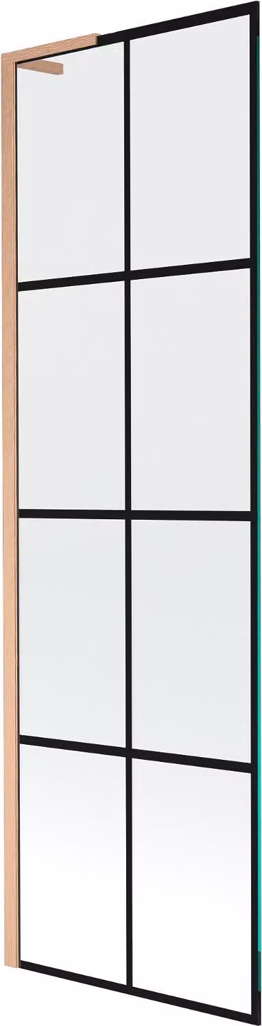 Mexen Next L paratia per vasca da bagno ad ala singola 60 x 150 cm, griglia nera, rame spazzolato - 895-060-000-03-77-65