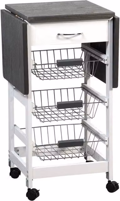 Carrello da cucina con tavoli ripiegabili - versatile - 1 pezzo - grigio - legno/plastica