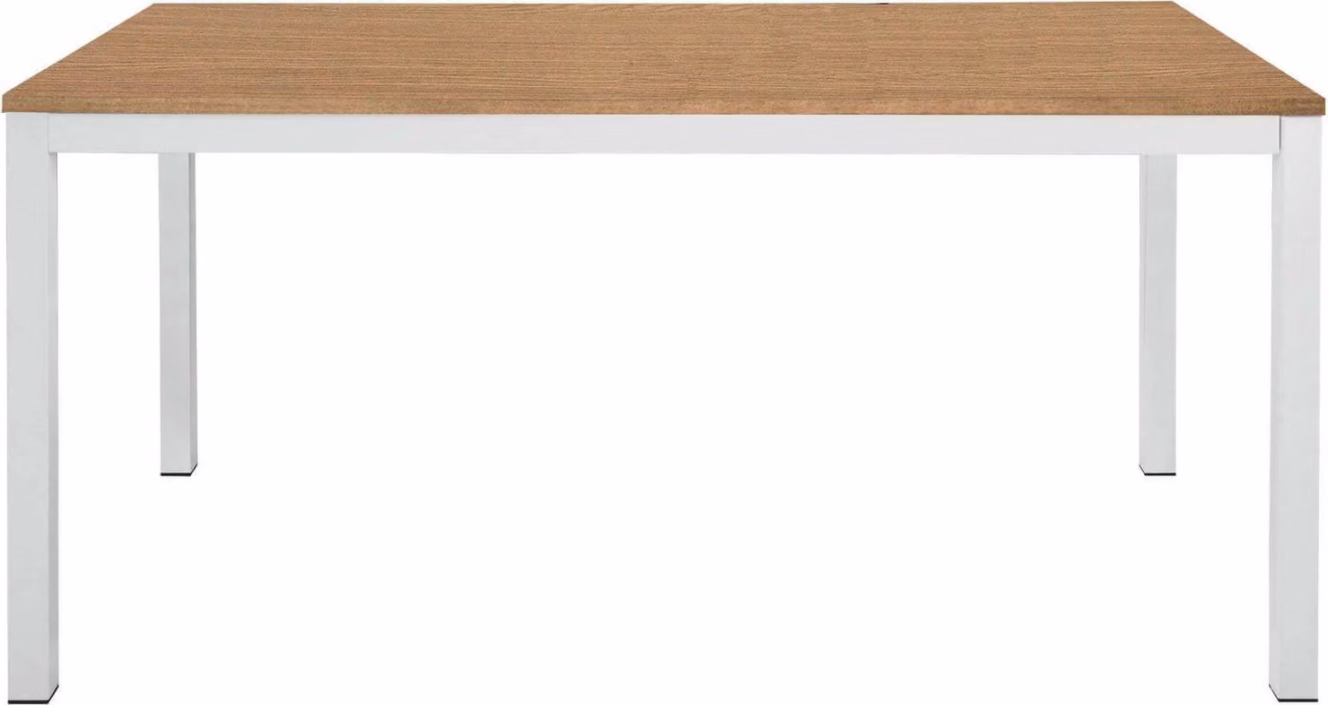 Milani Home - tavolo da pranzo allungabile 120-170 x 80 cm, rovere naturale, struttura bianca, piano in legno