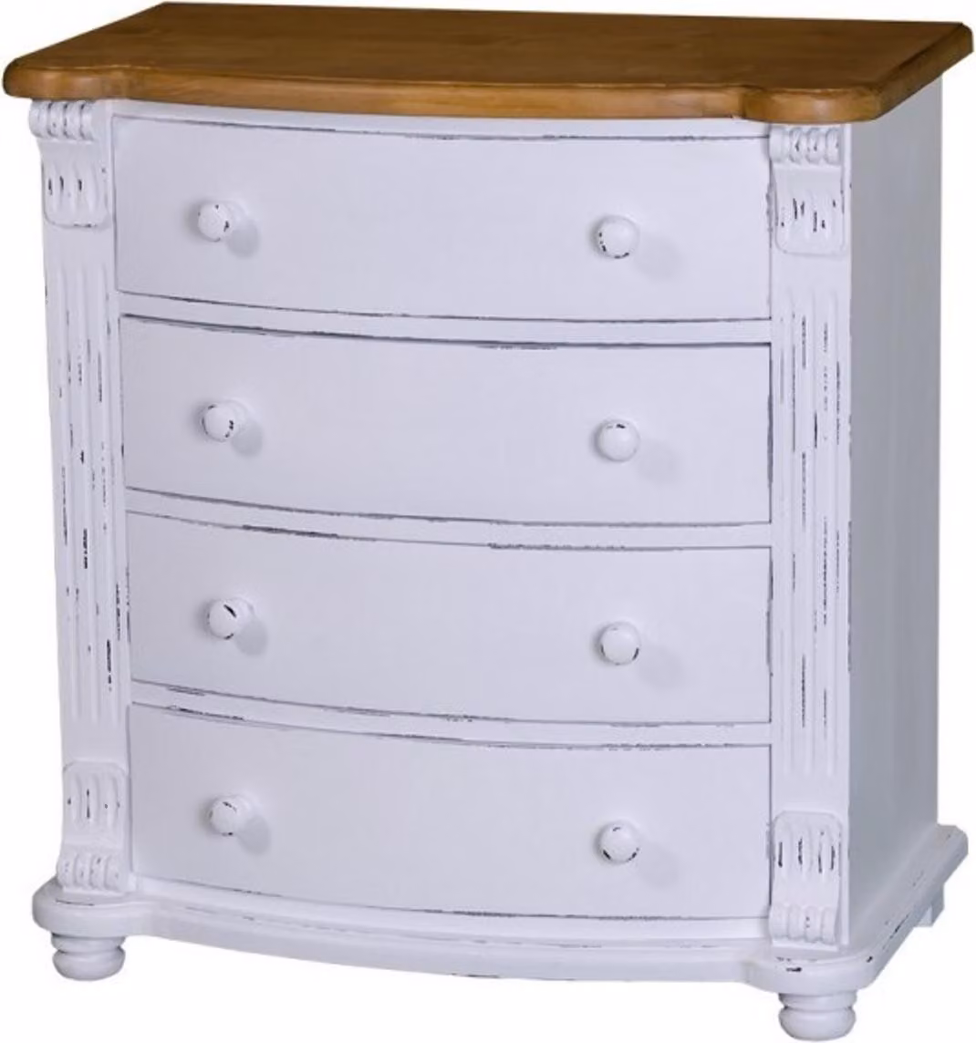 Casa Padrino Cassettone liberty a 4 cassetti - Mobile barocco in stile country - Legno massiccio