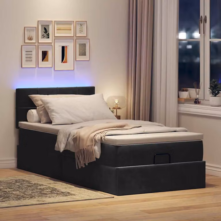 Maison Exclusive - Pouf Letto con Materasso e LED Nero 80x200cm in Velluto