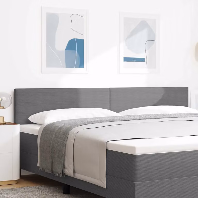 Testiera per letto moderna vidaXL in tessuto corda grigio chiaro, larghezza: 200 cm