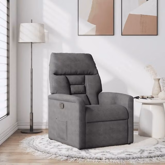 Poltrona Reclinabile Relax vidaXL in Microfibra Grigia con Braccioli e Regolazione Manuale