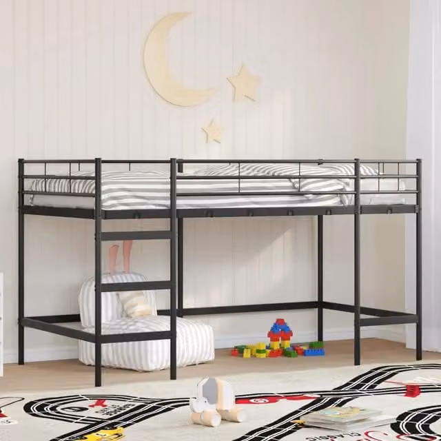 Struttura del letto loft per bambini-Giroletto per bambini Nero 79,5 x 200 cm Acciaio