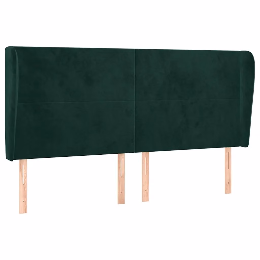Testiera ad orecchio vidaXL in velluto verde scuro L: 203 cm, P: 23 cm, H: 118-128 cm – 2