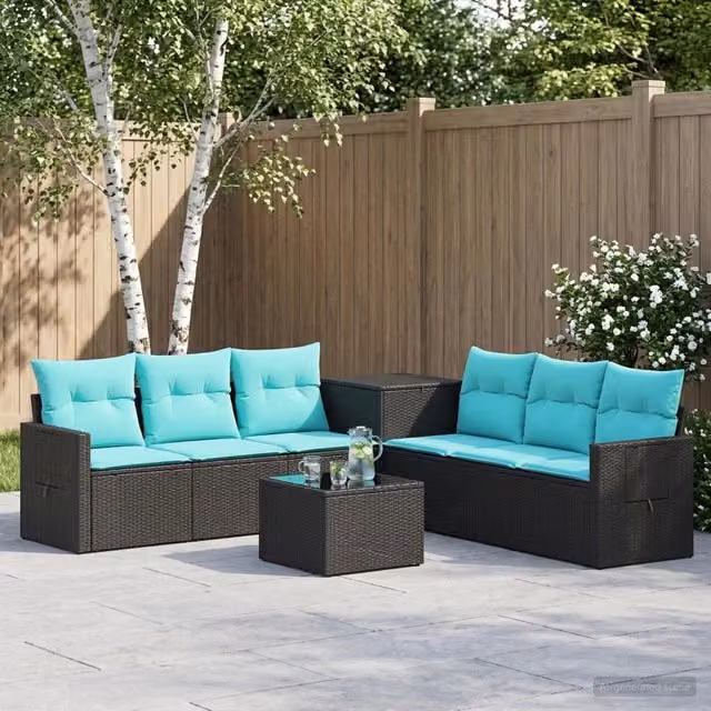 Set di divani 8 pz Nero e Blu 55 x 55 x 37 cm 3448370