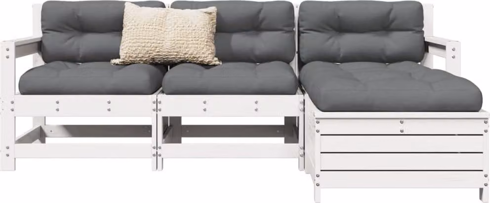 Maison Exclusive - Set Salotto da Giardino 4 pz Bianco in Legno Massello di Pino