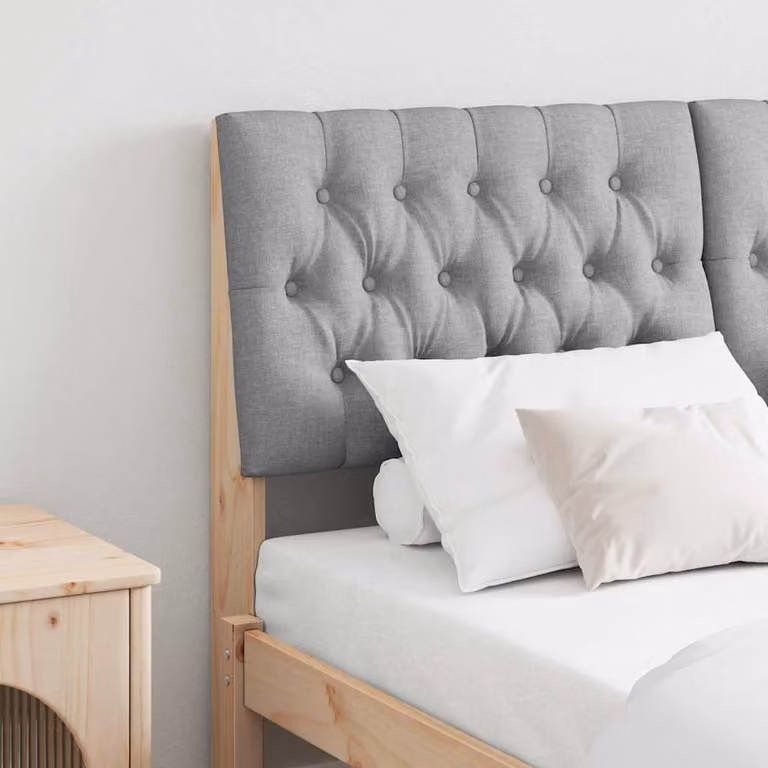 vidaXL Testiera imbottita moderna in pino massello Grigio chiaro 135 cm