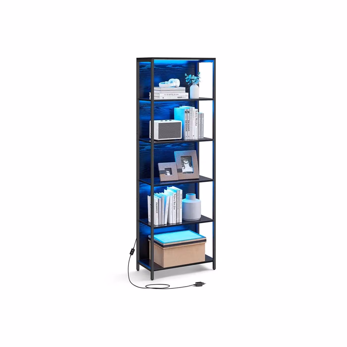 Scaffale a 6 Ripiani con Luce LED, 60l cm