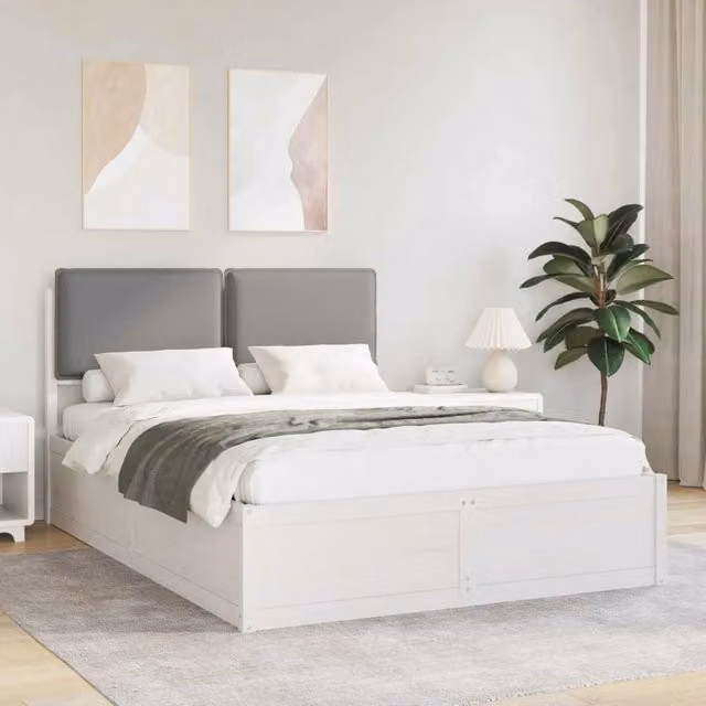 Letto con Testiera Rivestita Grigio chiaro 160 x 200 cm 3398118