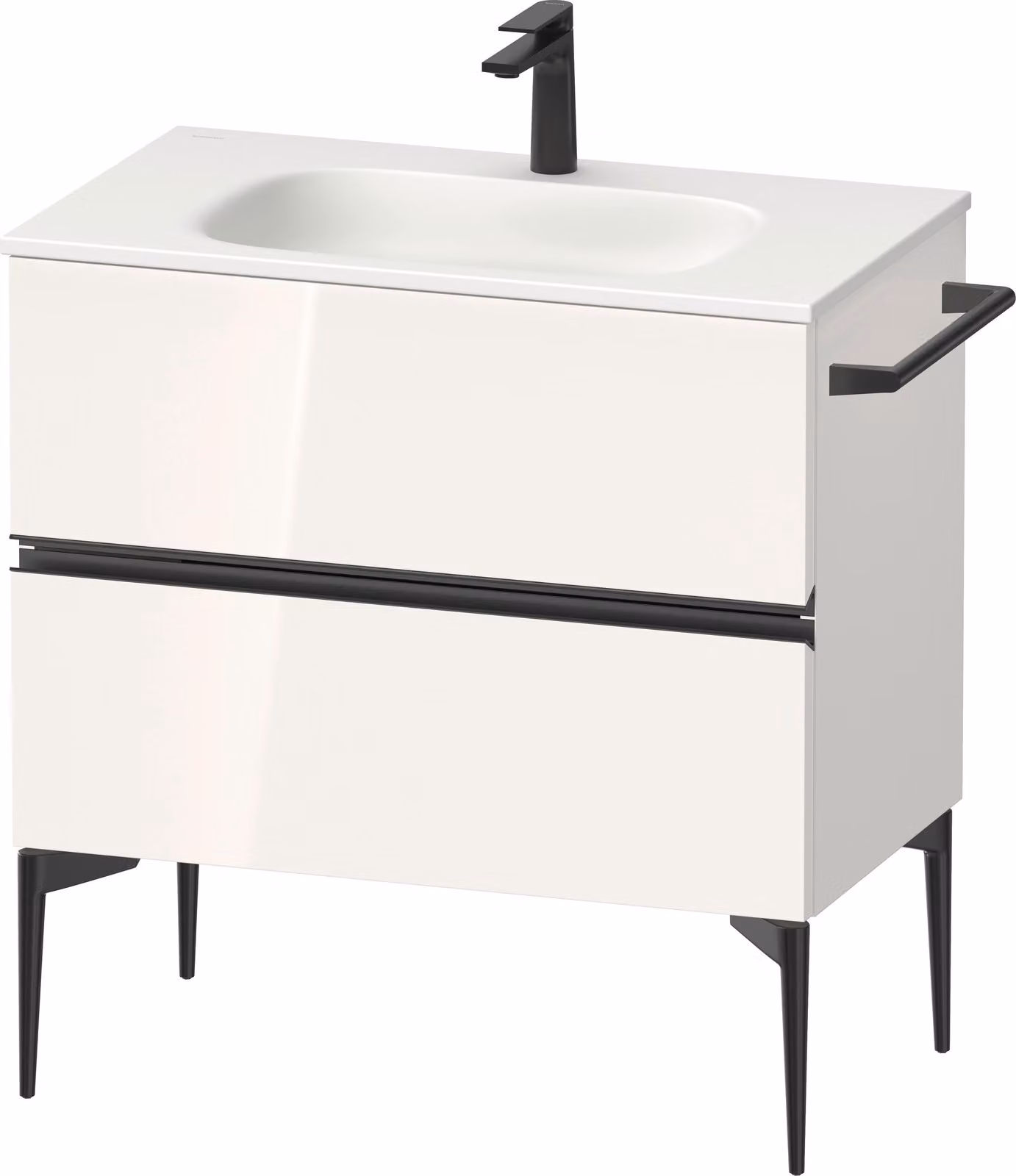 Duravit Sivida Meuble sous-lavabo, 2 tiroirs, poignée encastrée noir diamant mat, 810x477x592mm, pour Sivida, SV46510BD220000, SV46510BD220000