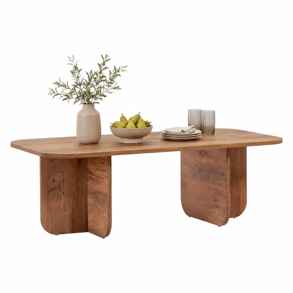 Nomeva, Tavolino da Salotto Rettangolare in Rovere Marrone, L/P/H: 126 x 60 x 41 cm – 2