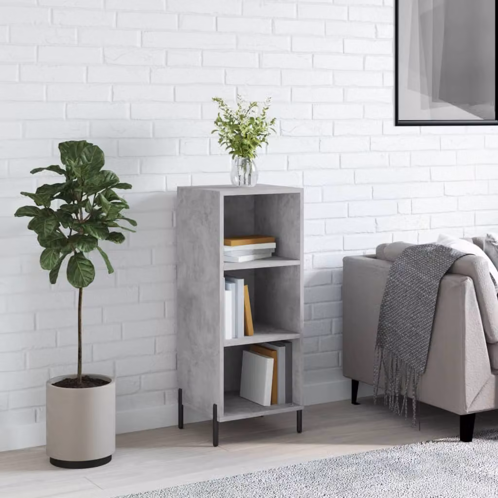 Credenza a parete vidaXL in legno e metallo, Grigio, L: 34,5 cm, P: 32,5 cm, H: 90 cm