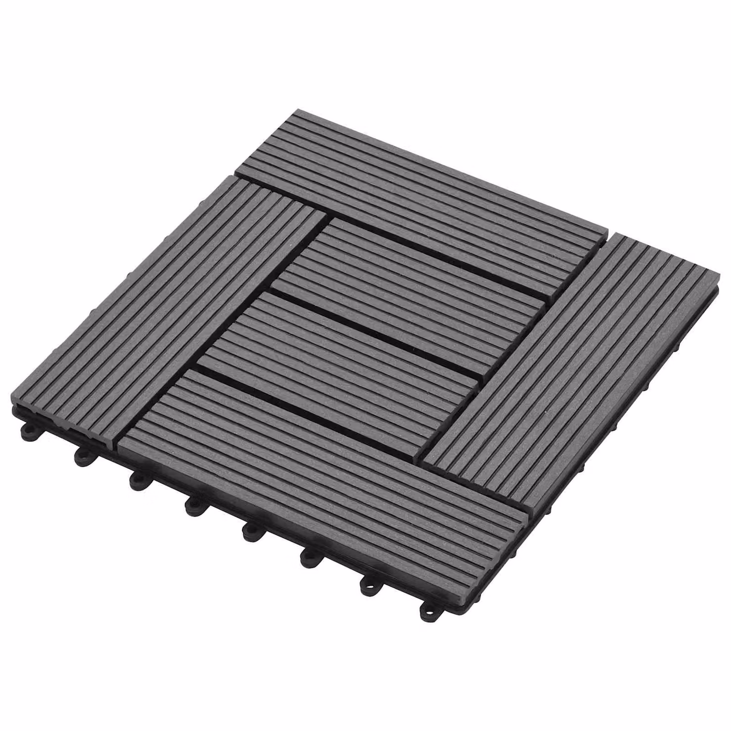Set di 11 piastrelle per decking vidaXL in WPC grigio, 30 x 30 cm