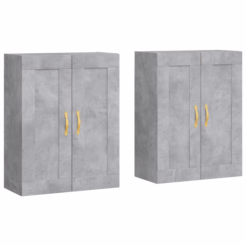 Armadietti a Parete 2 pz Grigio Cemento in Legno Multistrato