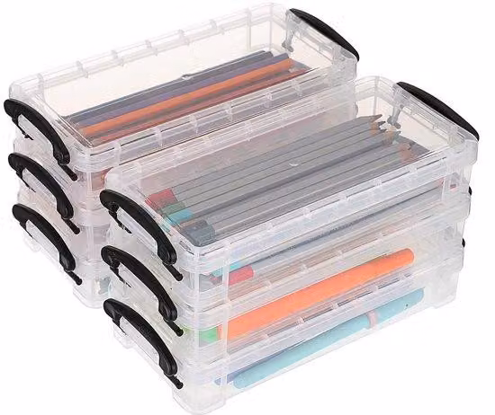 Porta penne in plastica trasparente nero per studenti