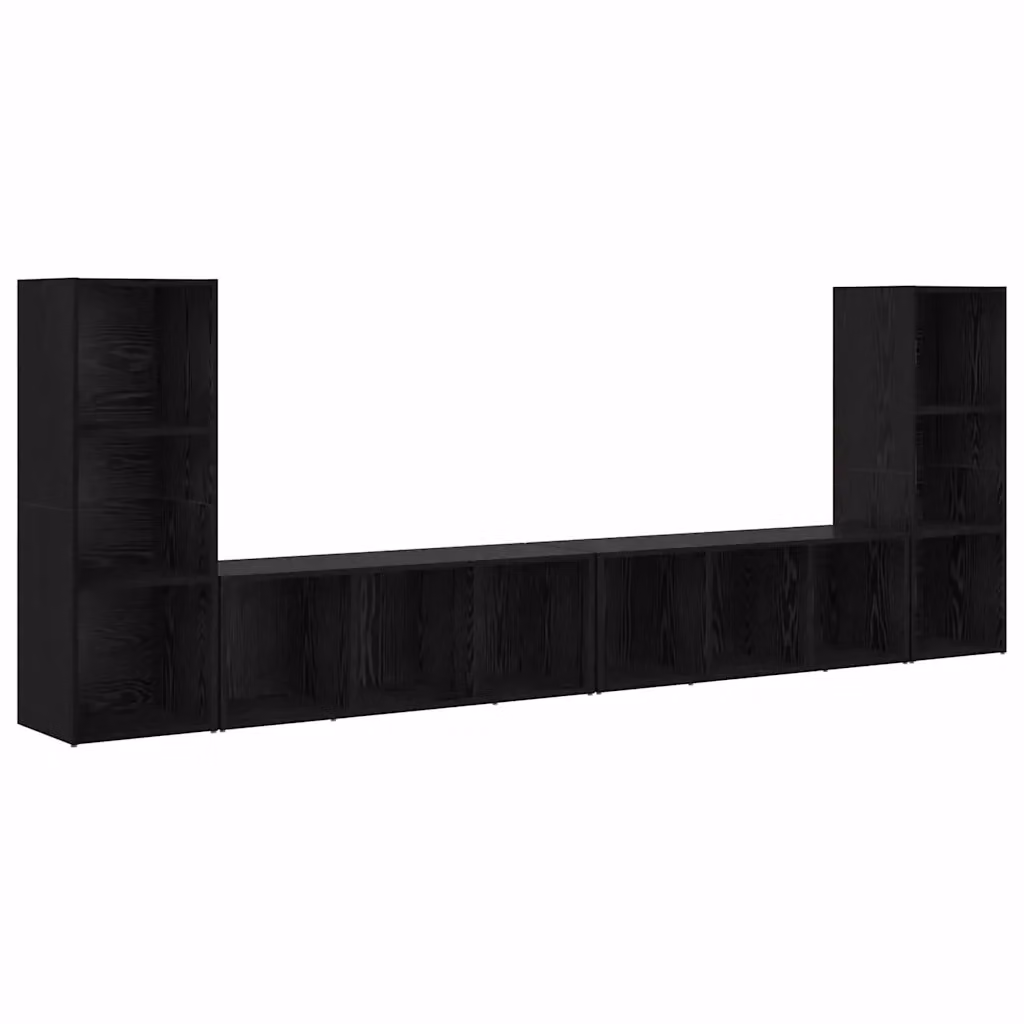 Set di 4 mobili TV moderni vidaXL in legno ingegnerizzato nero e rovere per soggiorno con montaggio a parete – 2