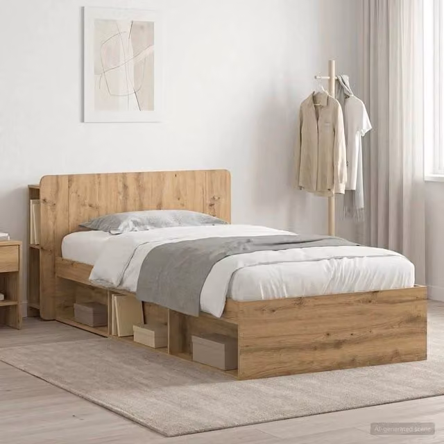 Letto con contenitore vidaXL in legno Rovere con cassetti, L/P/H: 190 x 90 x 119,5 cm