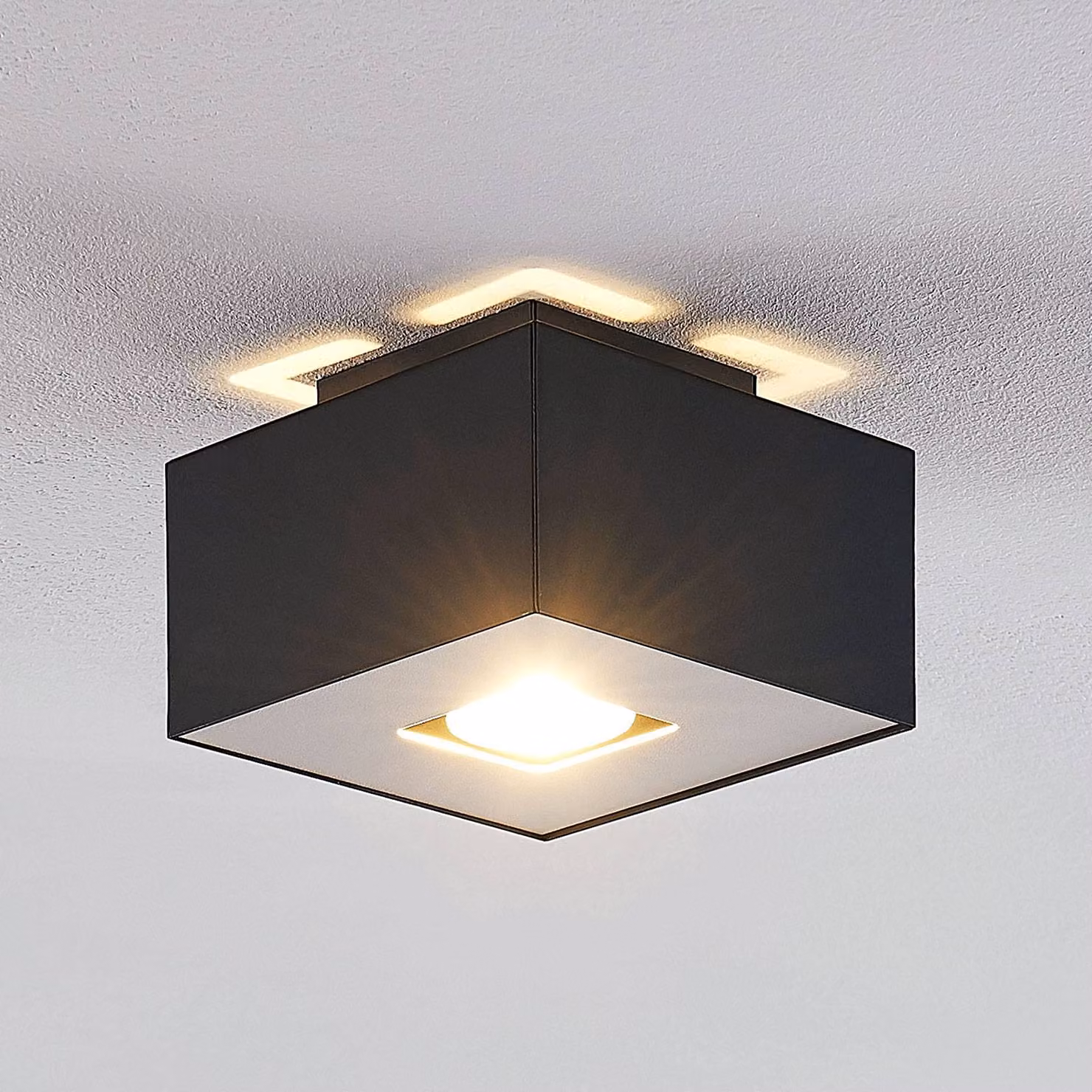 Plafoniera soffitto Kasi Lindby, dimmerabile, Nero, Soggiorno / Sala da pranzo, Metallo, Moderno, Plafoniera