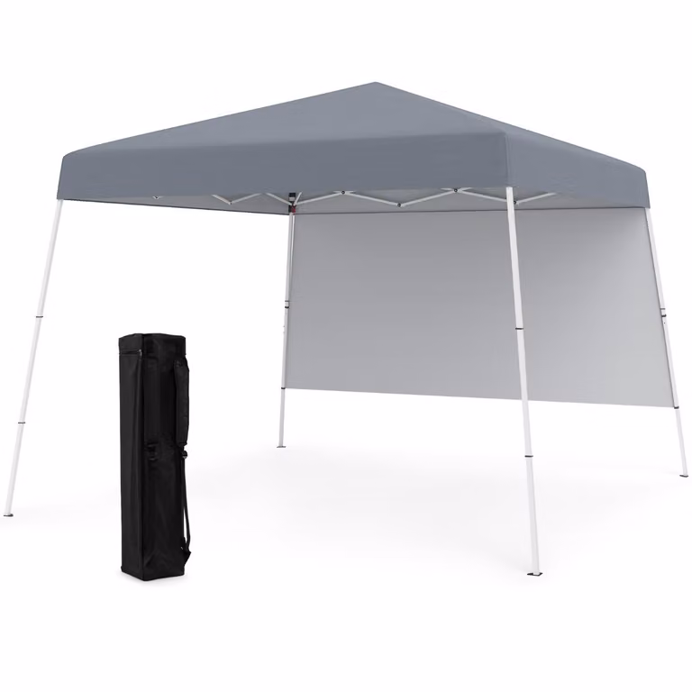 Costway Tenda pop-up con parete laterale e zaino portatile, Gazebo pieghevole per spiaggia e patio esterno, Grigio, L: 300 cm, P: 300 cm, H: 262 cm