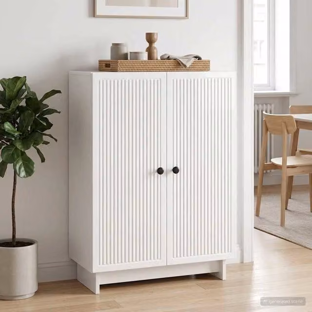 Credenza vidaXL Bianco Lucido in MDF e Metallo L 66 cm, P 34,5 cm, H 90 cm