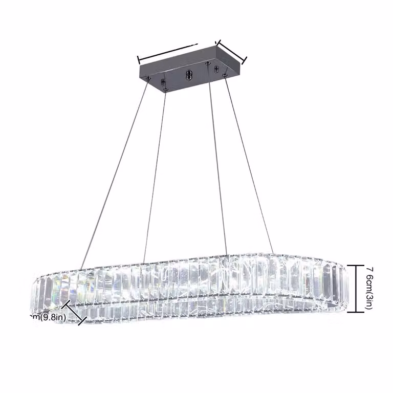 Lampadario moderno in cristallo LED, regolabile in altezza, tre sorgenti luminose, 70 cm, telecomando