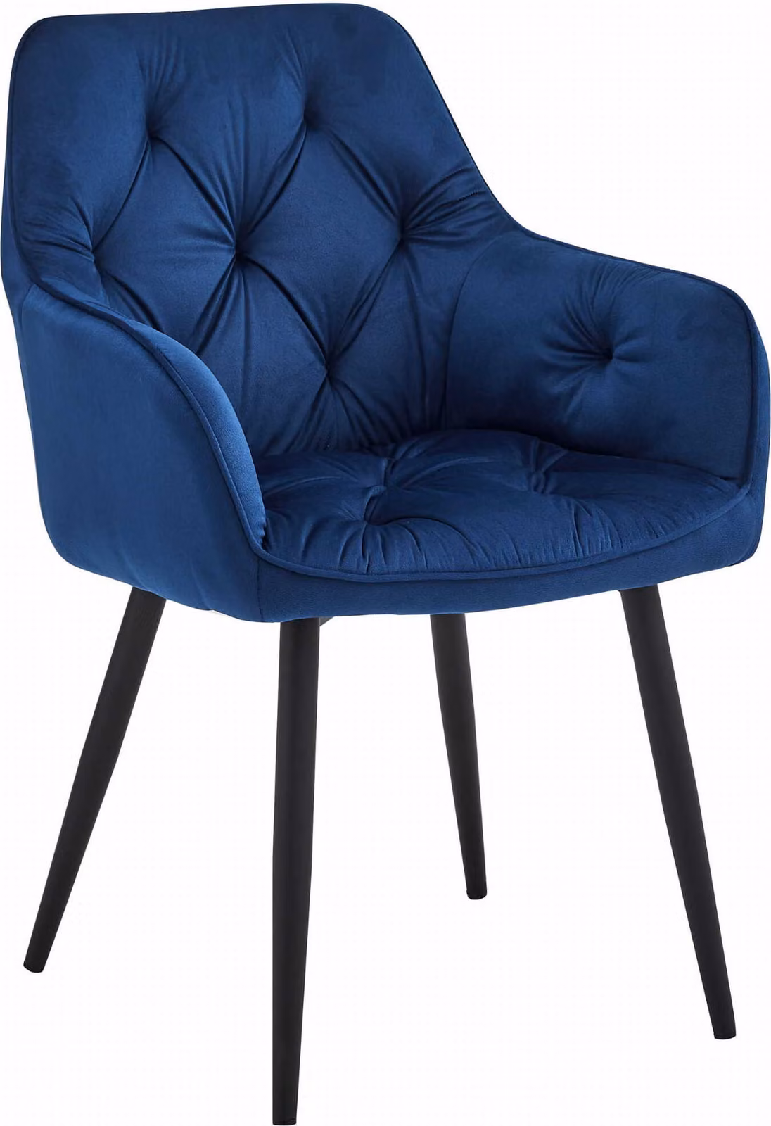 Sedia JORK - velluto blu navy / gambe nere x 1